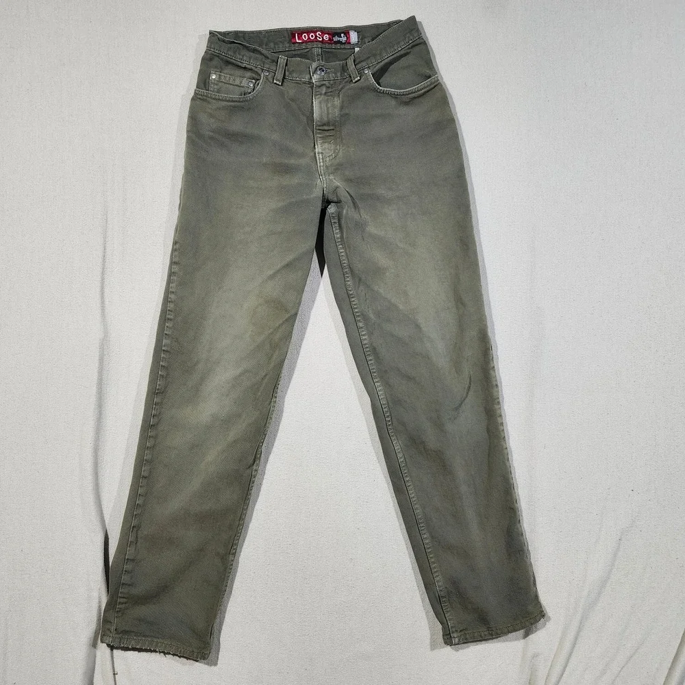 Vintage Levis SilverTab Loose Olive Green Jeans Made in USA 31x32 501-0596